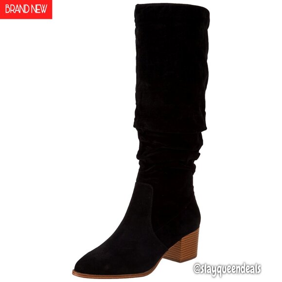 Women's Tall Block Heel Knee High Boots Faux Suede Size Available
